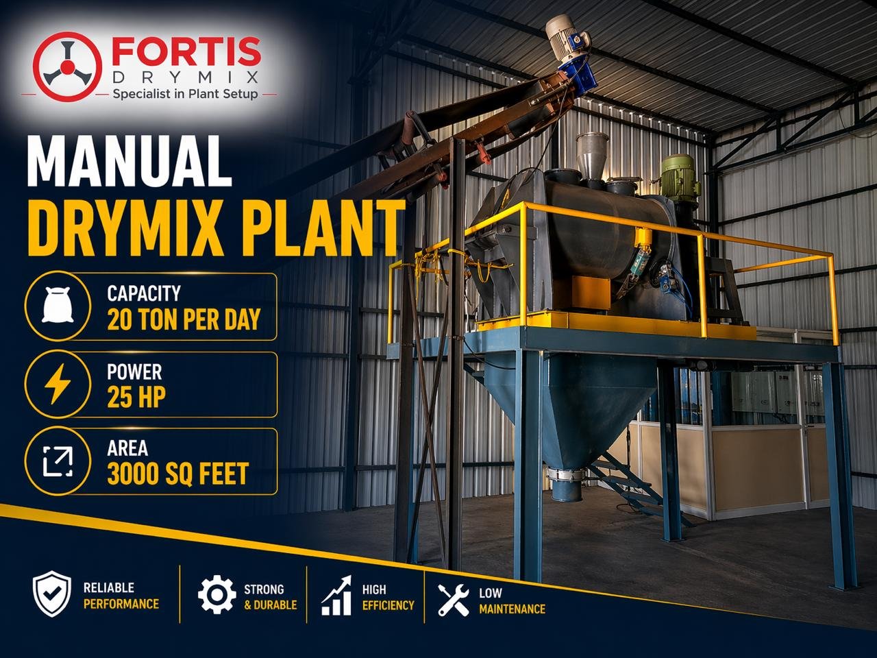 FORTIS BULLETIN  Ongoing Installation  Dry mix mortar in Maharashtra Commissioning our 15MT /per shift. Dry mix plant for our client in Wagholi, Pune, Maharashtra
